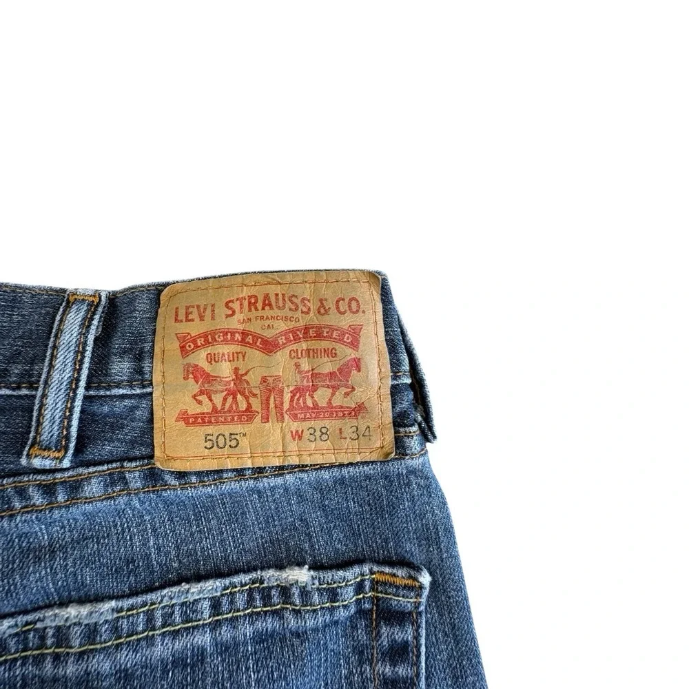 Levi's 505 Regular Fit Straight Leg Jeans Men's 38x34 Blue Denim